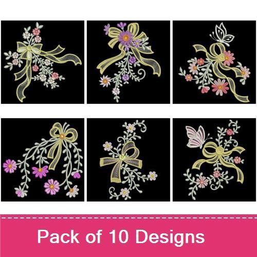 Floral Arrangement Embroidery Designs Bundle – Delicate Bouquets, Colorful Sprigs, & More (10 Designs)
