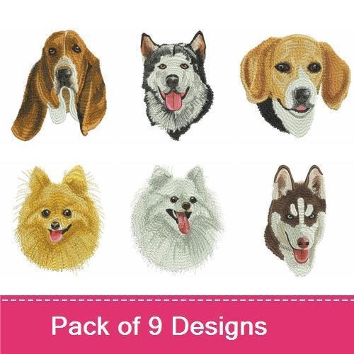Dog Breed Embroidery Designs Bundle – Pomeranian, Beagle, Dachshund & More (9 Designs)