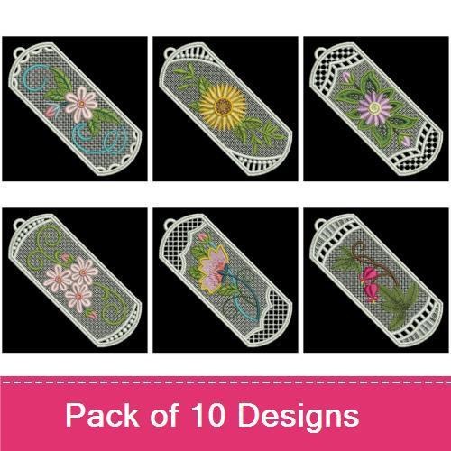 FSL Delicate Floral Lace Embroidery Designs Bundle – Sunflower Lace, Floral Lace Round, Leaf Lace & More (10 Designs)