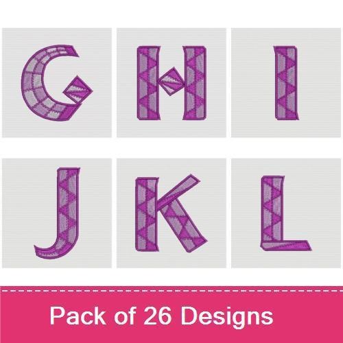 Geometric Alphabet Letters Embroidery Designs Bundle – Geometric Letter A, B, C, D & More (26 Designs)