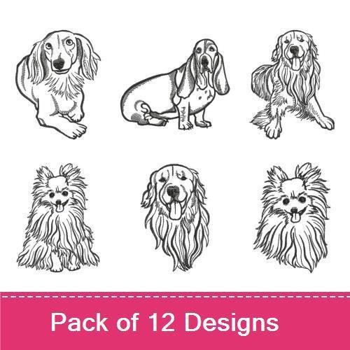 Dachshund & Bulldog Embroidery Bundle – Cute Dog Breeds (12 Designs)