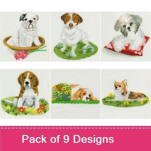 Cute Puppy Embroidery Bundle – Adorable Breeds (9 Designs)