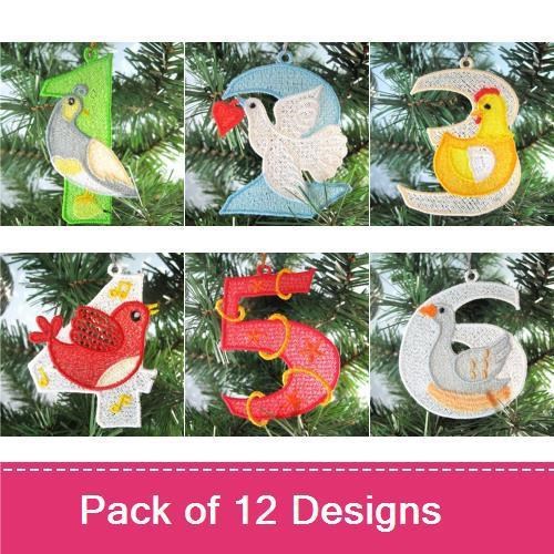 FSL Nutcracker Ballet Ornament Embroidery Designs Bundle – Number 0, Number 1, Swan Ornament & More (12 Designs)