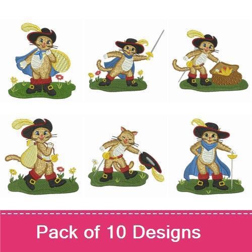 Dashing Cat Pirate Embroidery Bundle – Pirate with Sword, Treasure Chest, Map & More (10 Designs)