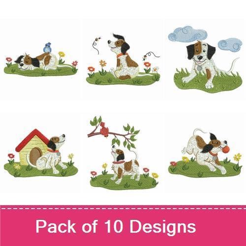 Playful Puppy Embroidery Bundle – Adorable Puppy Designs (10 Designs)