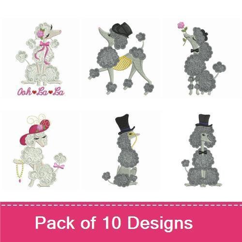 Elegant Poodle Embroidery Bundle – Stylish Designs (10 Designs)