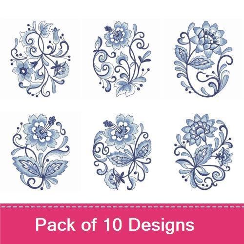 Blue Jacobean Oval