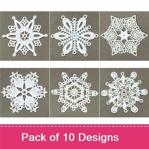 FSL Elegant Lace Snowflakes Embroidery Bundle – Snowflake Design 1, Snowflake Design 2, Snowflake Design 3 & More (10 Designs)
