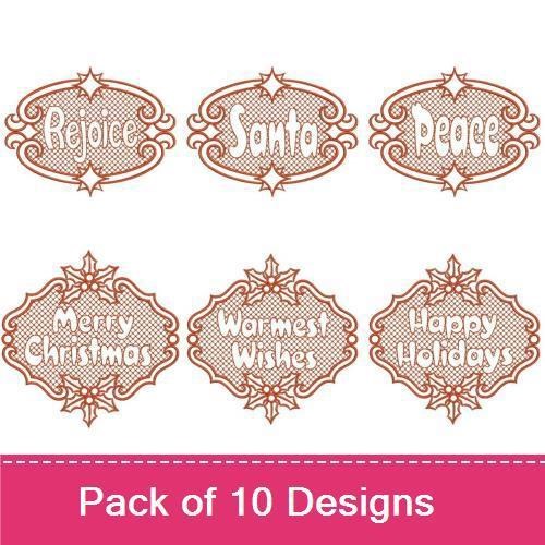 Redwork Christmas Sentiments Embroidery Designs Bundle – Merry Christmas, Rejoice, Santa & More (10 Designs)