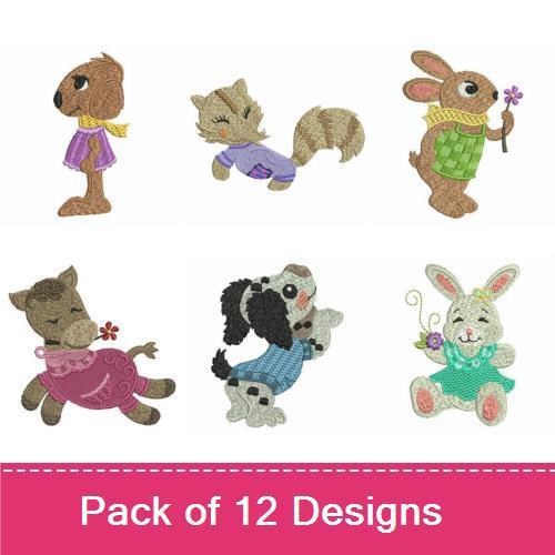 Cute Woodland Animals Embroidery Bundle – Adorable Forest Creatures (12 Designs)