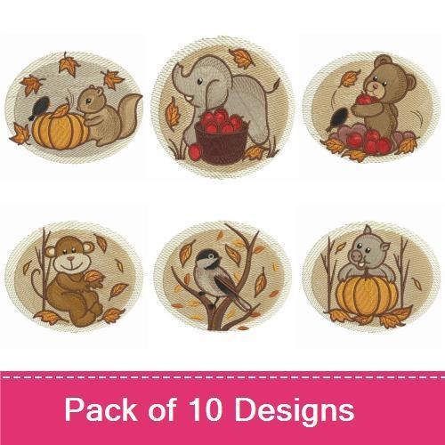 Squirrel & Mouse Embroidery Bundle – Autumn Forest Friends (10 Designs)