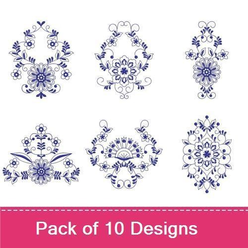 Floral Elegance Embroidery Designs Bundle – Floral Bouquet with Leaves, Decorative Floral Medallion, & More (10 Designs)