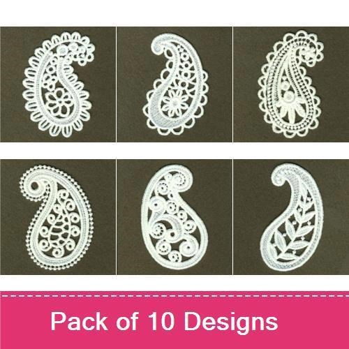 FSL Paisley Lace Embroidery Designs Bundle – Intricate Detailing & Elegant Forms (10 Designs)