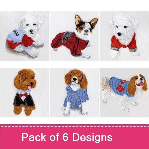 Cute Dog Embroidery Bundle – Adorable Sweater Designs (6 Designs)