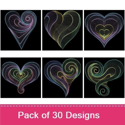 Rippled Neon Hearts