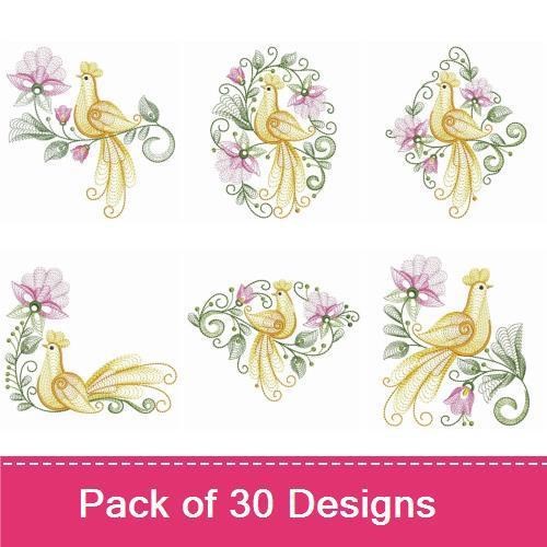 Rippled Floral Birds