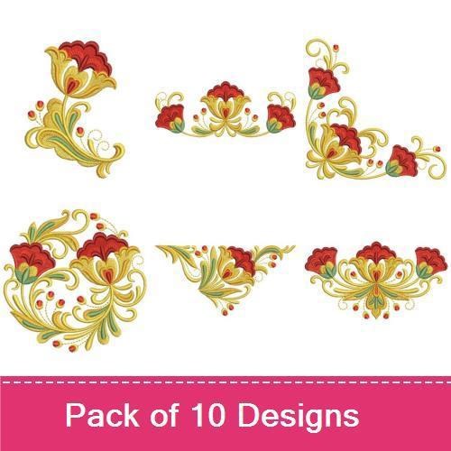 Elegant Floral & Bird Embroidery Designs Bundle – Floral Design with Birds, Flower Arrangement & More (10 Designs)