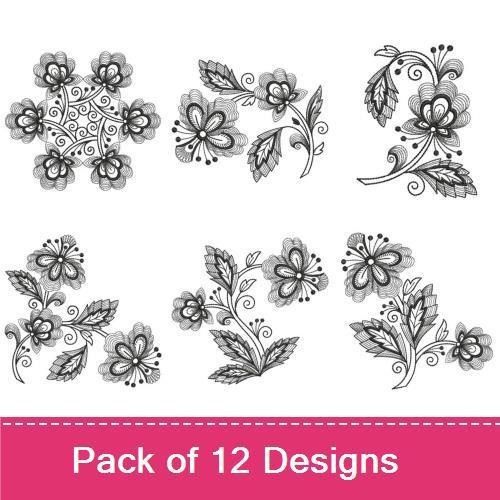 Floral and Bird Embroidery Designs Bundle – Floral Circular Design, Bird on Branch, Elegant Flower & More (12 Designs)