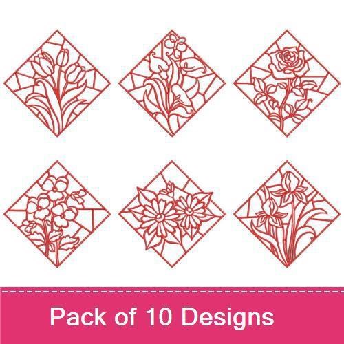 Redwork Stained Glass Blooms