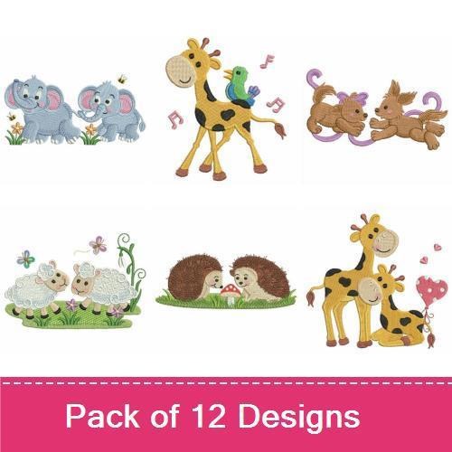 Cute Baby Animals Embroidery Bundle – Adorable Designs (12 Designs)