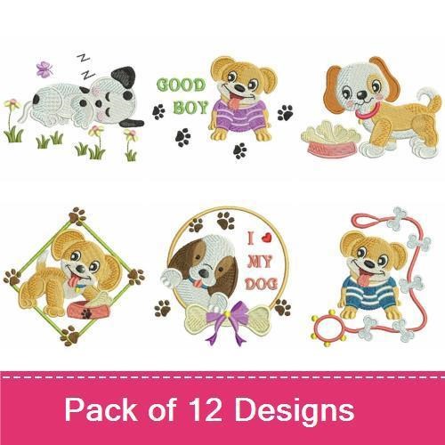 Cute Puppy Embroidery Bundle – Dog Love & Good Boy (12 Designs)
