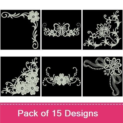 Floral and Butterfly Embroidery Designs Bundle – Floral Bouquet, Butterfly Accent, Floral Corner & More (15 Designs)