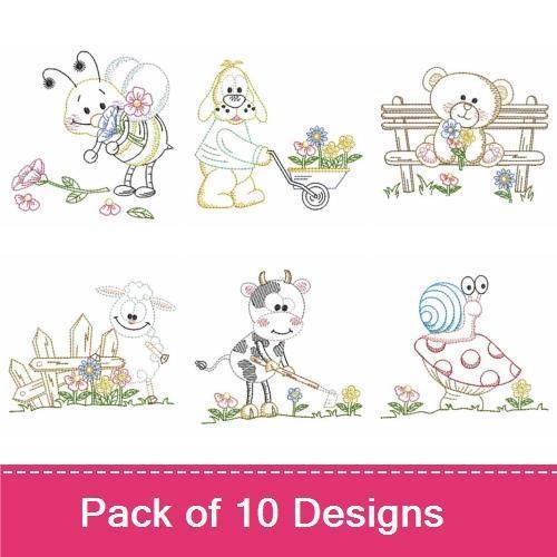 Cute Garden Animals Embroidery Bundle – Adorable Animal Designs (10 Designs)