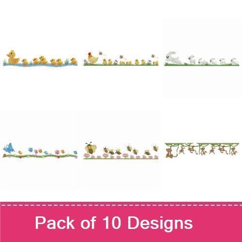 Cute Animal Borders Embroidery Bundle – Rubber Duck & Friends (10 Designs)