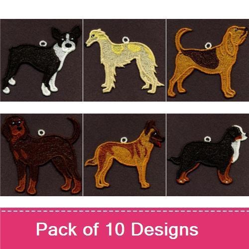 Dog Breeds Embroidery Bundle – Siberian Husky, Boston Terrier & More (10 Designs)
