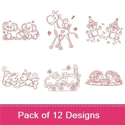 Elephant & Giraffe Embroidery Bundle – Cute Animal Friends (12 Designs)