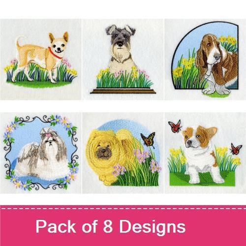Puppy Embroidery Bundle – Springtime Canine Designs (8 Designs)