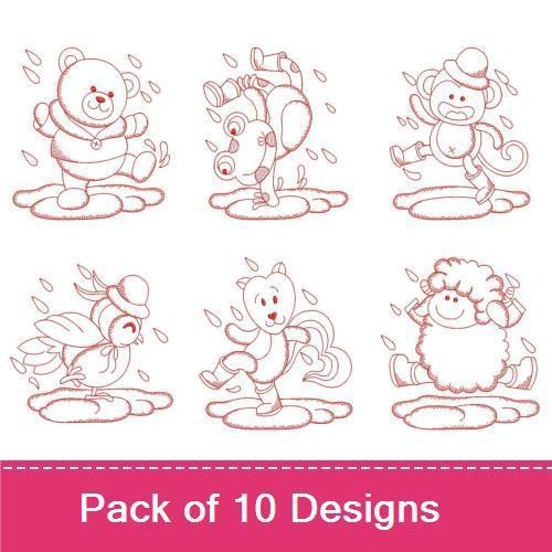 Playful Puddle Animals Embroidery Bundle – Cute Animal Designs (10 Designs)