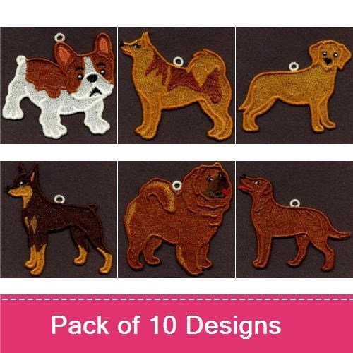 Dog Breed Embroidery Bundle – French Bulldog, Pug & More (10 Designs)