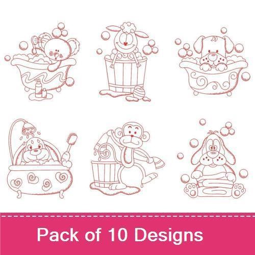 Cute Animal Bath Time Embroidery Bundle – Adorable Designs (10 Designs)