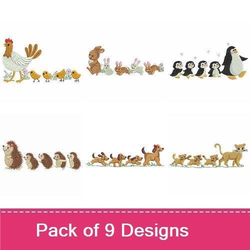 Hen & Goose Embroidery Bundle – Cute Animal Families (9 Designs)