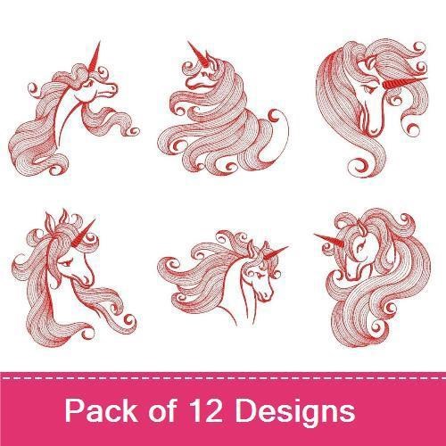 Redwork Magical Unicorn