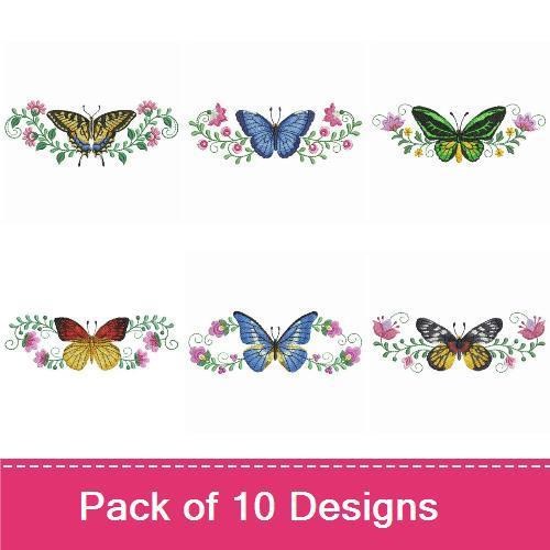 Elegant Butterfly Embroidery Designs Bundle – Monarch, Blue, Green, Red & More (10 Designs)