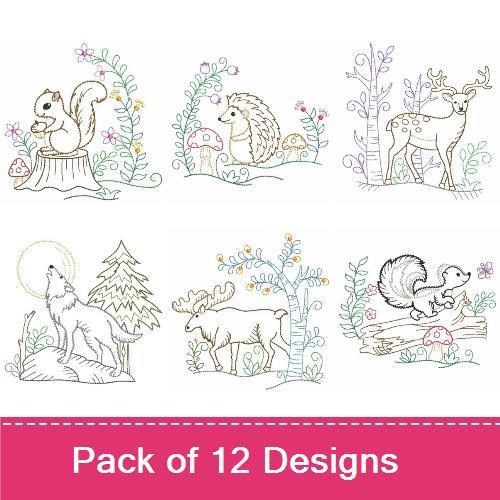 Woodland Friends Embroidery Bundle – Adorable Animal Designs (12 Designs)