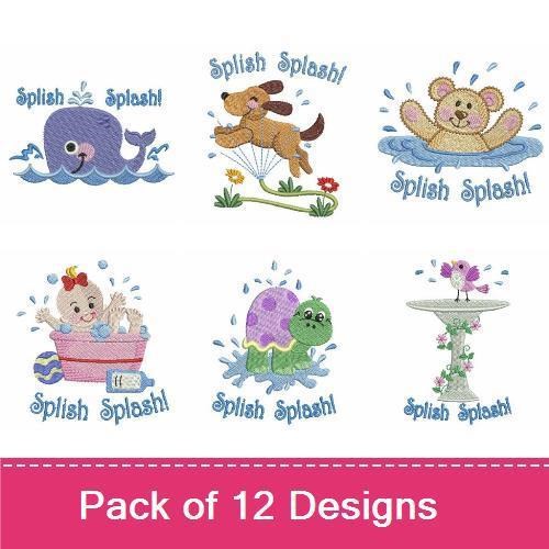 Whale & Elephant Embroidery Bundle – Fun Animal Friends (12 Designs)