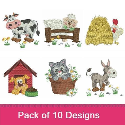 Cute Farm Animal Embroidery Bundle – Adorable Designs (10 Designs)