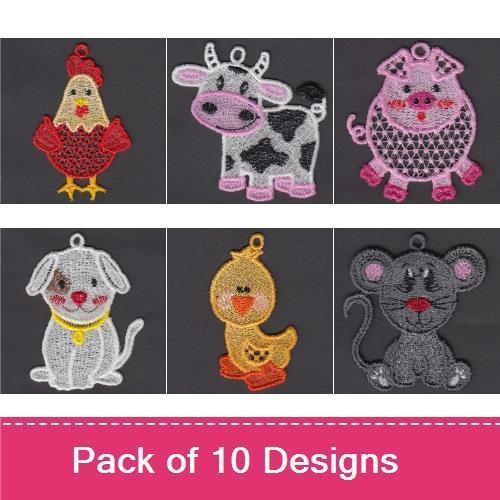 Farm Animal Embroidery Bundle – Cute Characters (10 Designs)