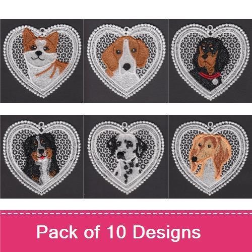 Heartfelt Dog Breeds Embroidery Bundle – Various Canine Designs (10 Designs)