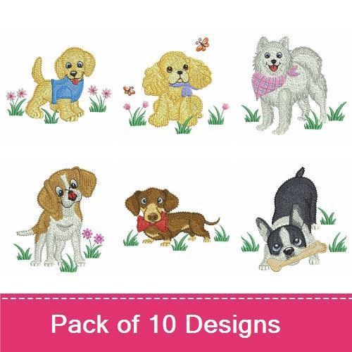 Playful Puppies Embroidery Bundle – Adorable Dog Designs (10 Designs)