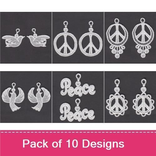 FSL Peace and Love Embroidery Designs Bundle – Peace Sign, Heart, Dove & More (10 Designs)