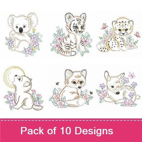 Cute Baby Animals Embroidery Bundle – Adorable Designs (10 Designs)