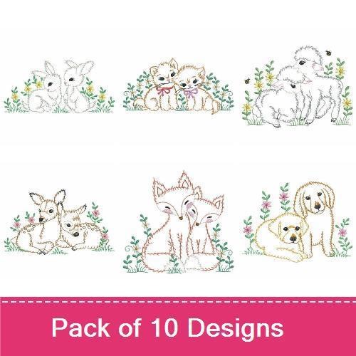 Bunny & Kitten Embroidery Bundle – Cute Baby Animal Designs (10 Designs)