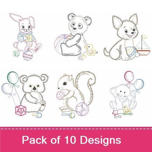 Bunny, Panda & Raccoon Embroidery Bundle – Adorable Baby Animals (10 Designs)