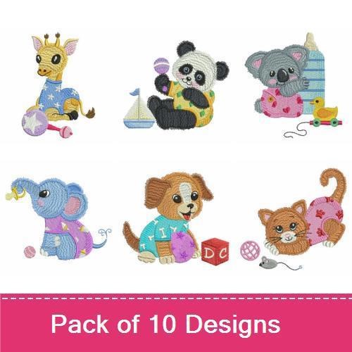 Cute Baby Animals Embroidery Bundle – Adorable Designs (10 Designs)
