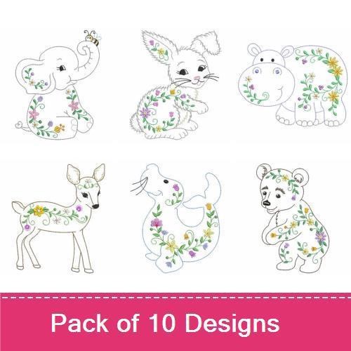 Floral Woodland Animals Embroidery Bundle – Cute Forest Creatures (10 Designs)