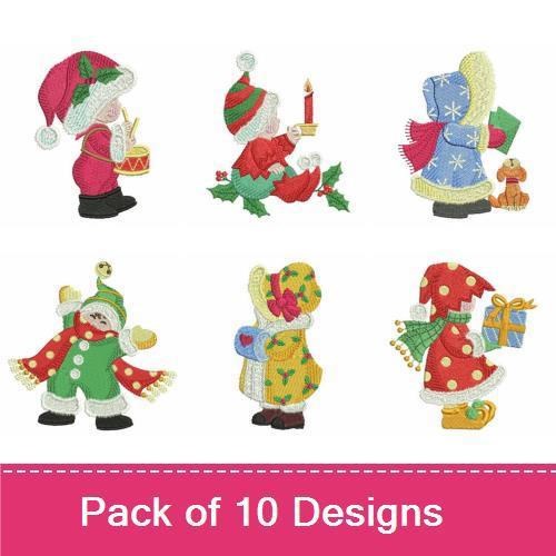 Vintage Christmas Elf Embroidery Bundle – Holiday Cheer (10 Designs)
